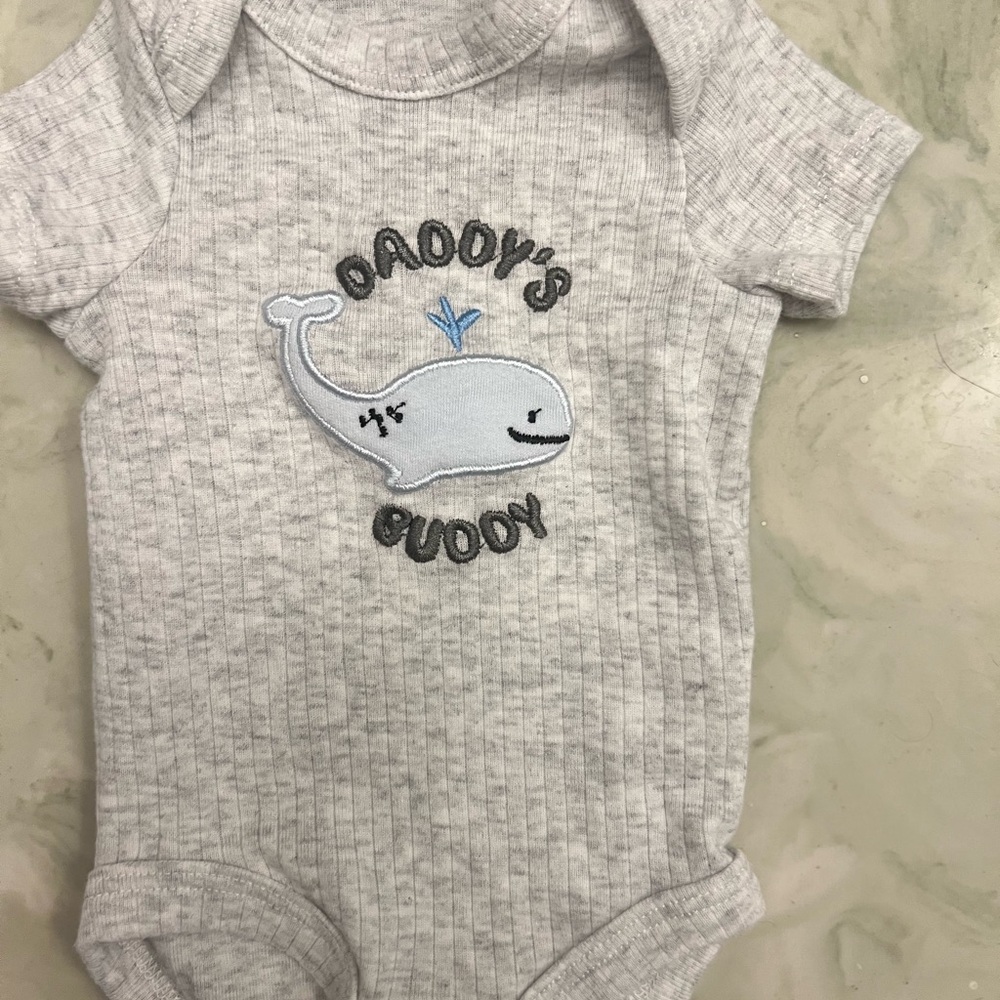 Gray Whale Print Baby Onesie